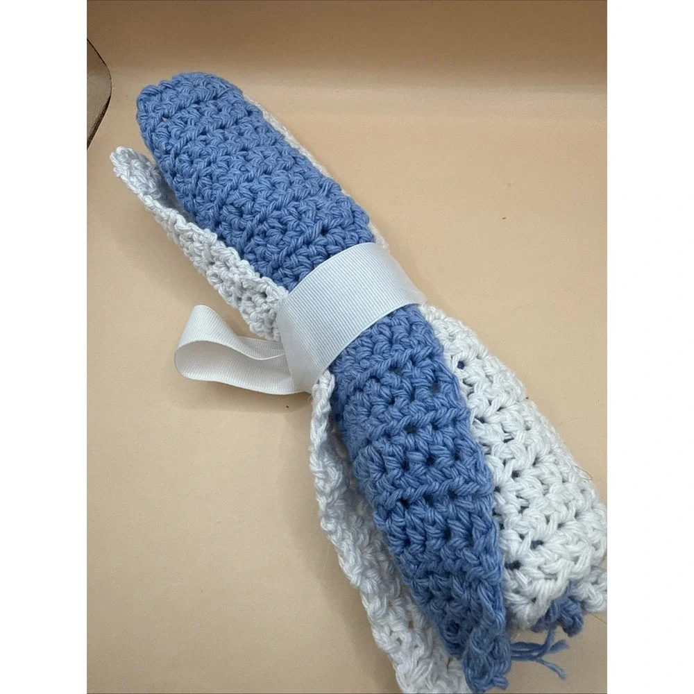 Handmade Set of 2 Crochet Cotton Dish/Wash Cloths 10 X‎ 9